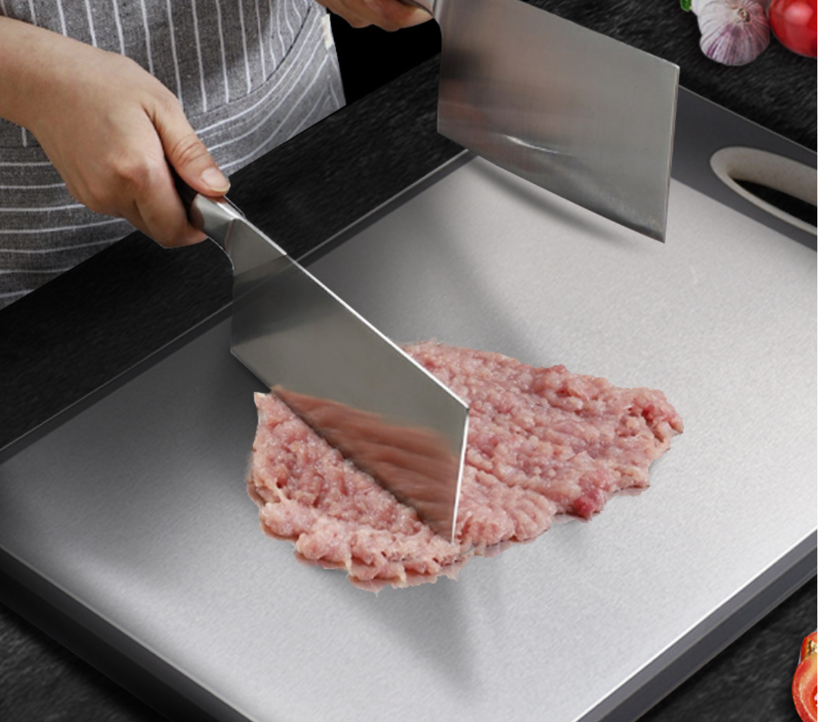 Double-sided 304 stainless steel cutting board