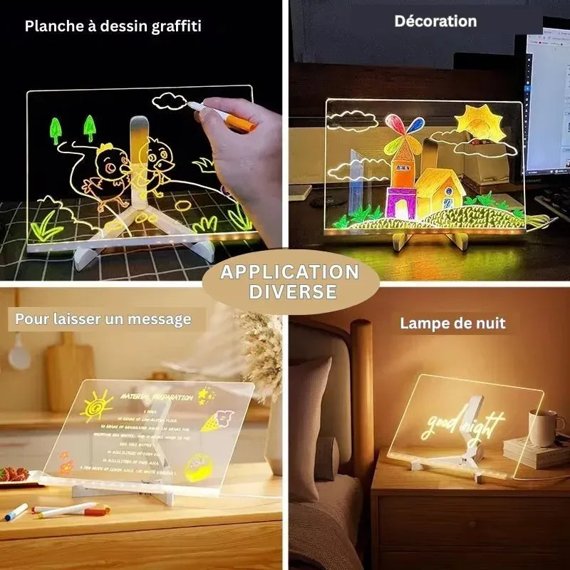 🖌Le Cadre Lumineux qui Éveille la Créativité des Enfants! (Peut être dessiné à plusieurs reprises)