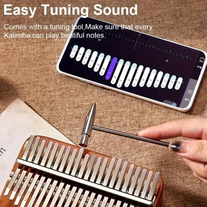 Piano à pouce portable de type boîte, 21 touches, avec motif fleur de pêcher, instrument de décompression.