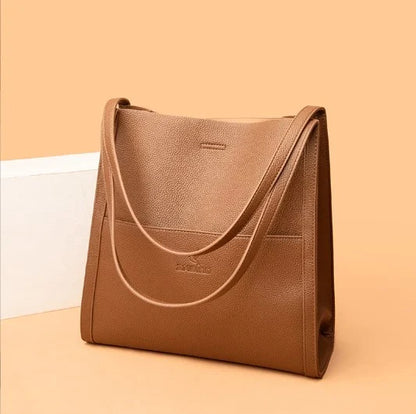 ⏰Solid color simple genuine leather shoulder bag