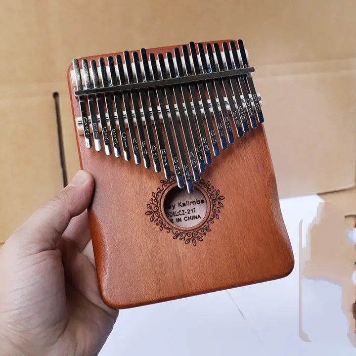 Piano à pouce portable de type boîte, 21 touches, avec motif fleur de pêcher, instrument de décompression.
