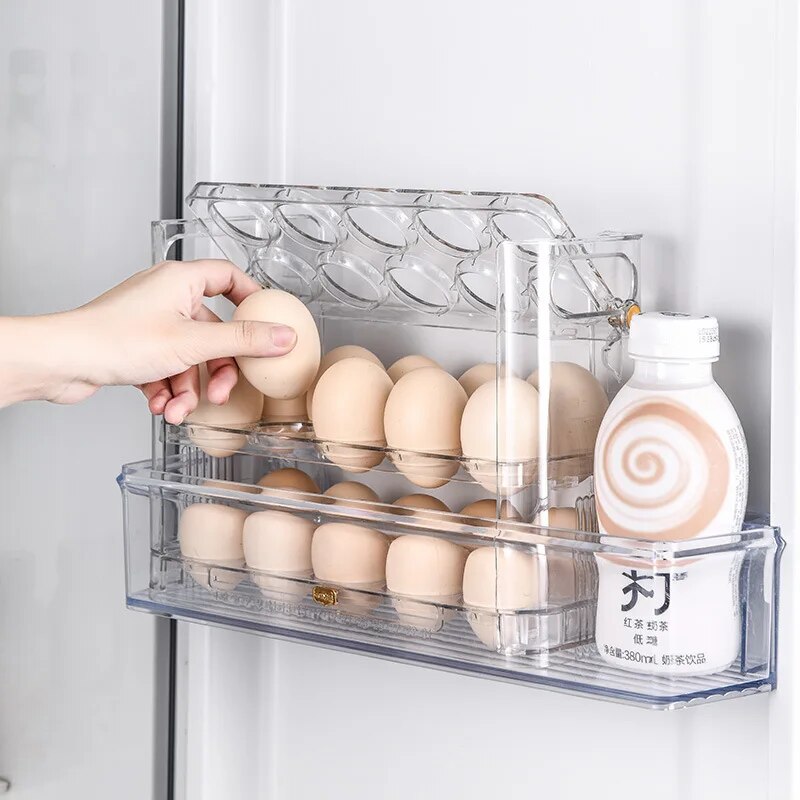 Kitchen Egg Holder Refrigerator Egg Stand Shelf Fresh Storage Box Eggs Display Rack Eggs Storage Container Fridge Organizer