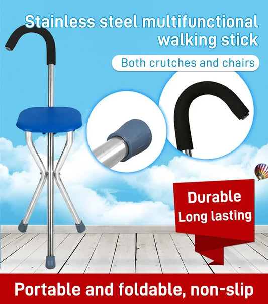 Folding crutch stool