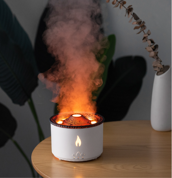 Ultrasonic Essential Oil Humidifier Volcano Aromatherapy Air Flame Diffuser