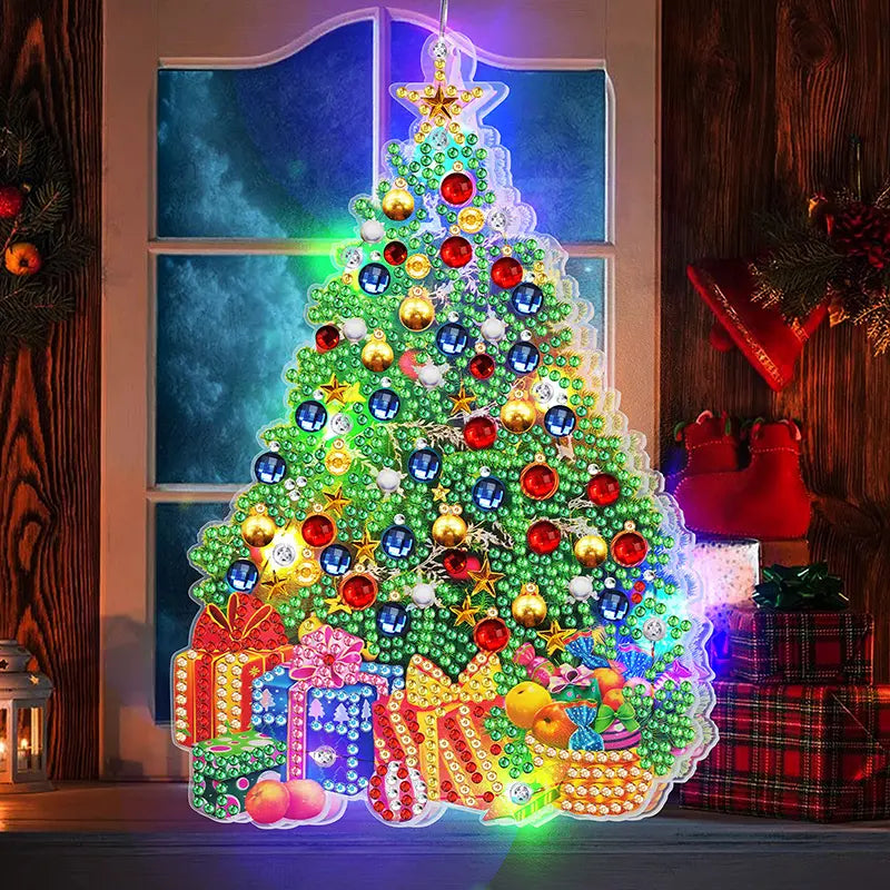 5D Christmas Diamond Painting Hanging Light Festive Rhinestone Lamp Pendant Kits