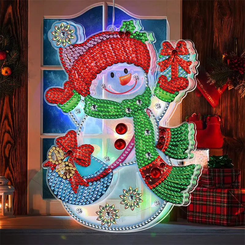 5D Christmas Diamond Painting Hanging Light Festive Rhinestone Lamp Pendant Kits