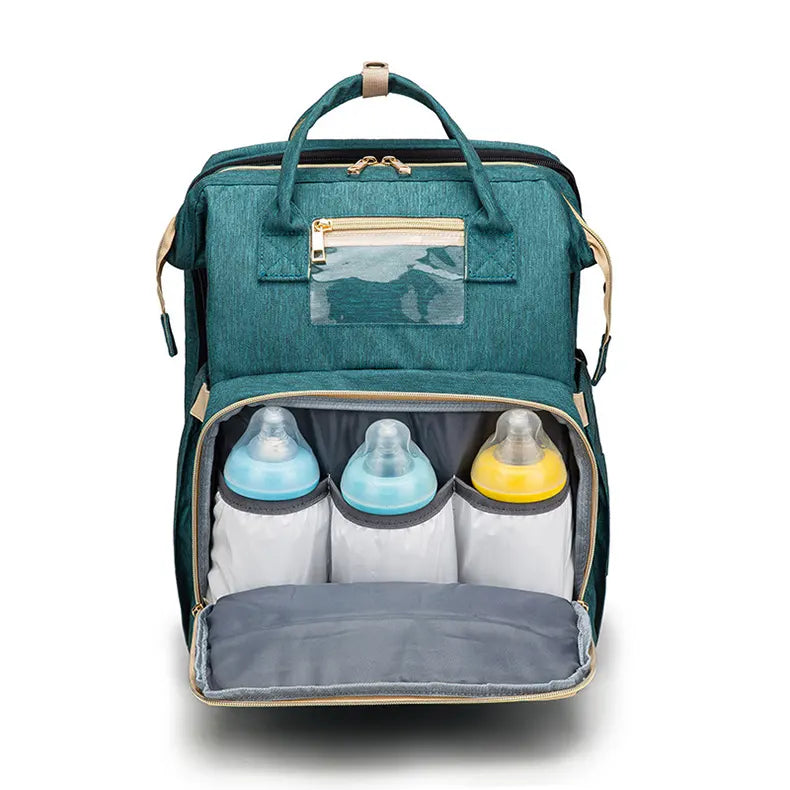 3 in 1 luxury foldable multifunction mommy diaper wet bag backpack bed with changing pad waterproof baby travel hanging bed bag